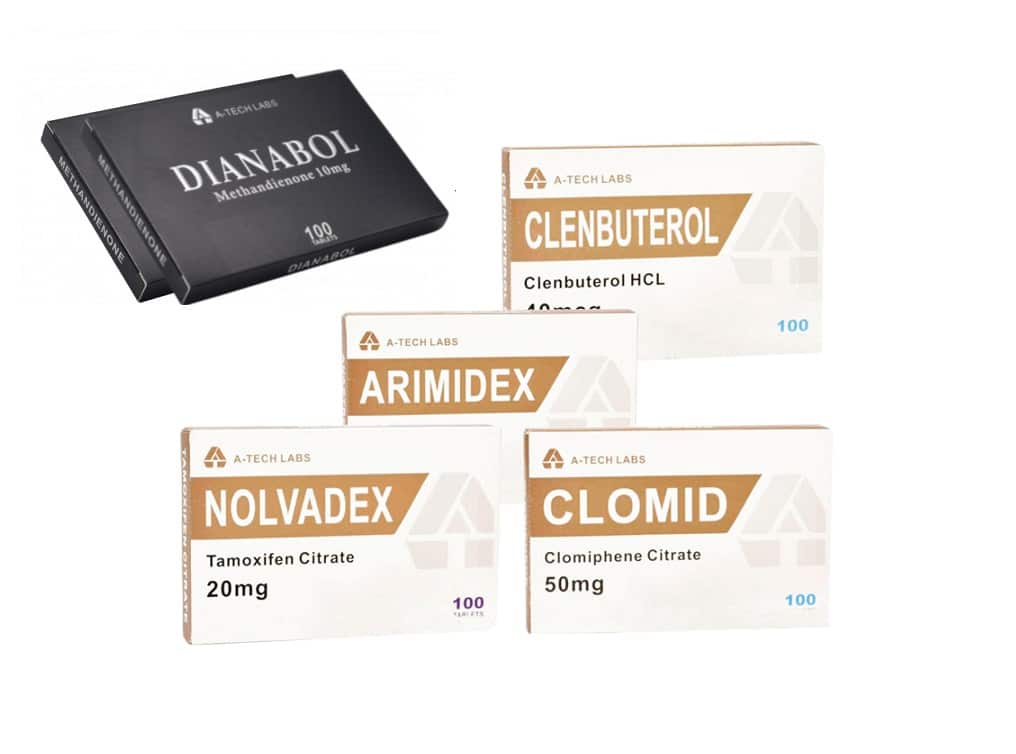 DOUSTNY SUCHY OPAKOWANIE NA MIĘŚNIE A TECH LABS DIANABOL CLENBUTEROL PCT 8 TYGODNI 1