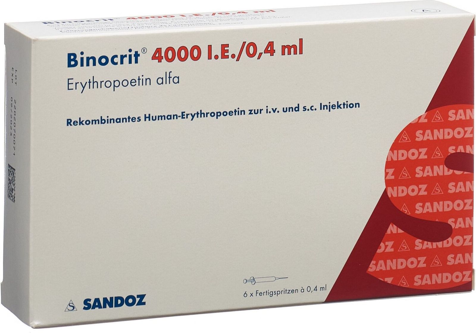 Binocrit 4000 Iu 0,4 ml 6 roztwór do wstrzykiwań w wstępnie napełnionych strzykawkach Epoetin Alfa Sandoz