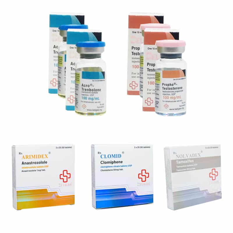 Zestaw na przyrost masy mięśniowej: propionian testosteronu + octan trenbergolonu + PCT (6 tygodni) Beligas Pharmaceuticals International