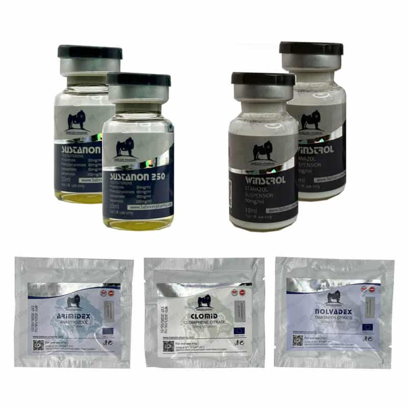 Pakiet na przyrost masy mięśniowej LEVEL II (WSTRZYKNIĘCIE) SUSTANON + WINSTROL + OCHRONA + PCT (8 tygodni) Baboon Pharma