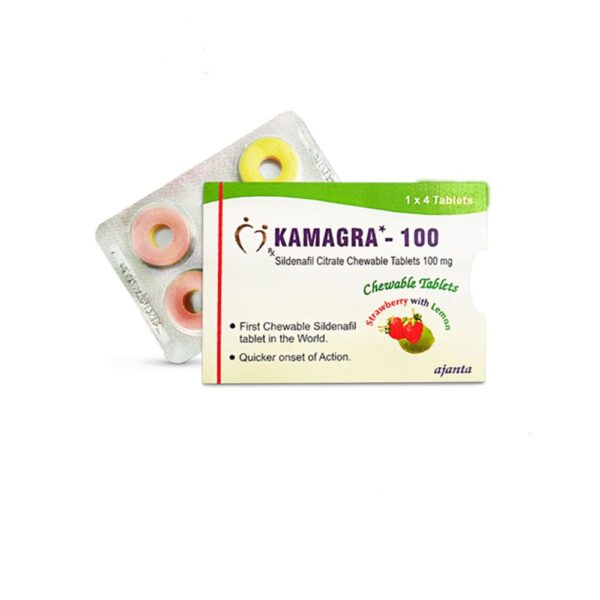 Kamagra 100 CT Truskawka i Cytryna Cytrynian Sildenafilu CT 1×4 Apteka UE