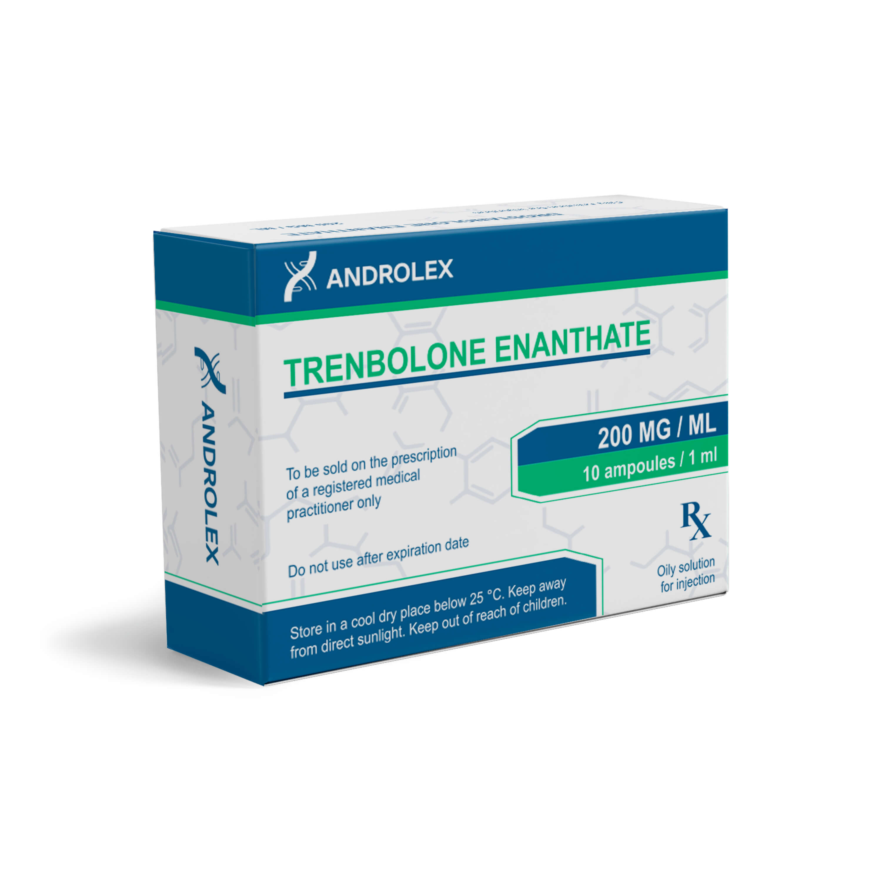 pudełko z ampułkami androlex, trenbolon enanthate