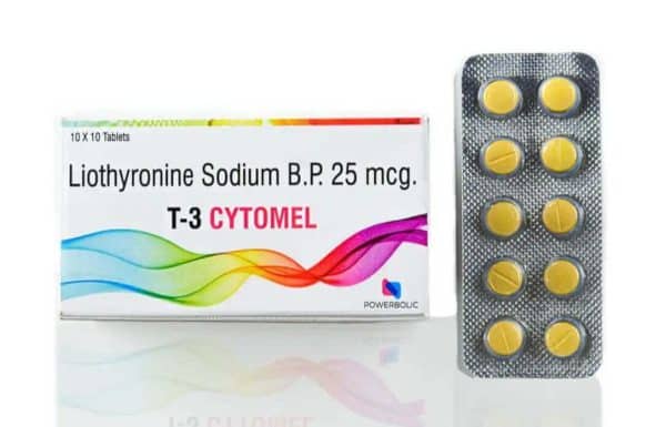 T3 TAB - Liotyroksyna sodowa BP 25mcg 100 tabletek - POWERBOLIC